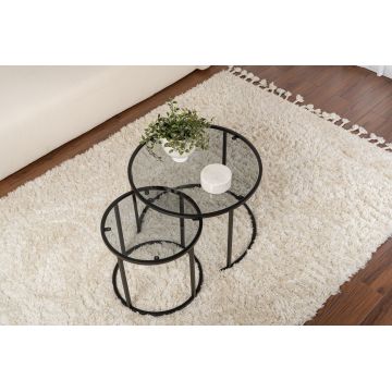 Măsuță de cafea Black-Grey-60-42, Negru, 42x42x39 cm - Negru - Gri