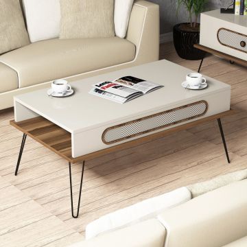 Măsuță de cafea Ekol, Diverse culori, 105x56x46 cm - Crem