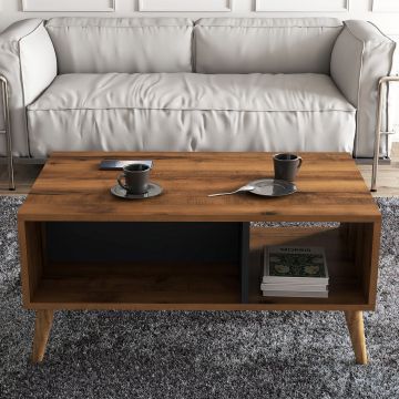 Măsuță de cafea Exxen - 2070, Nuc - Antracit, 90x42x54 cm - Nuc - Antracit