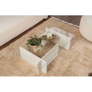 Măsuță de cafea Flavio, Diverse culori, 105x65x30 cm - Alb cu aspect de lemn