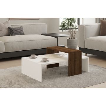 Măsuță de cafea Glow, Diverse culori, 80x50x32 cm - Nuc - Alb