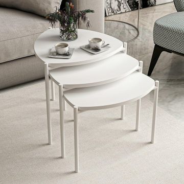 Măsuță de cafea Lenny, Diverse culori, Diverse configurații, Diverse dimensiuni - Alb / 3 bucăți / 45x45x45 cm