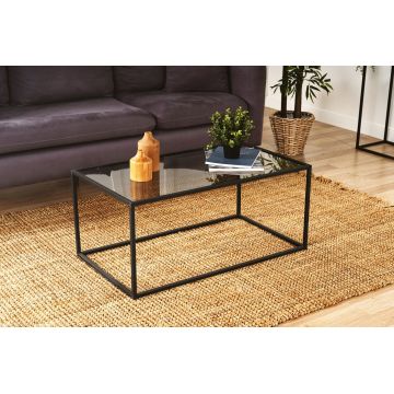 Măsuță de cafea Lizbon - Smoked Glass, Negru, 90x50x40 cm - Negru