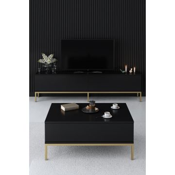 Măsuță de cafea Lord, Diverse culori, 90x60x40 cm - Negru - Auriu
