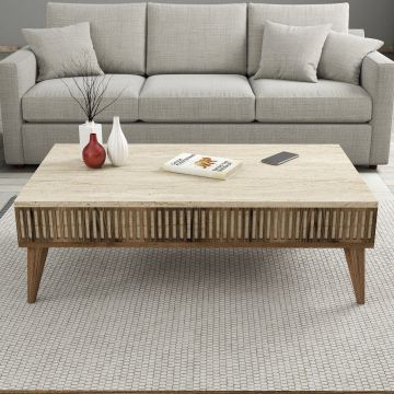 Măsuță de cafea Milan, Diverse culori, 105x60x35 cm - Nuc - Travertin