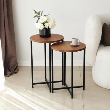 Măsuță de cafea Neta Set, Diverse culori - Stejar