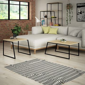 Măsuță de cafea Pal Orta Sehpa, Diverse culori, 88x50x38 cm - Stejar - Negru