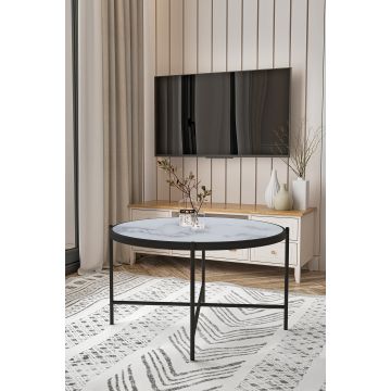 Măsuță de cafea Rotto, Diverse culori, 75x75x45 cm - Marble - Alb