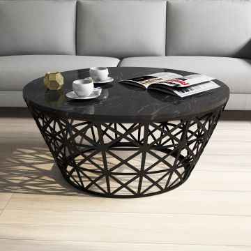 Măsuță de cafea Stil Marble, Diverse culori, Diverse configurații, Diverse dimensiuni - Negru / Standard / 90x90x38 cm