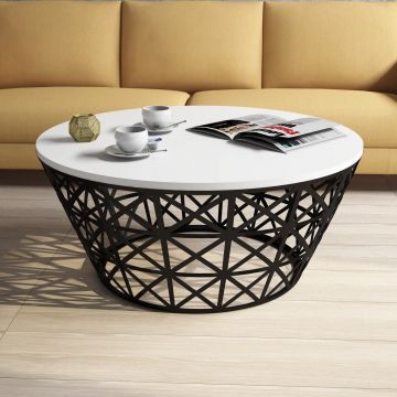 Măsuță de cafea Stil Metal Ferforje, Diverse culori, Diverse configurații, Diverse dimensiuni - Alb - Negru / Standard / 90x38x90 cm