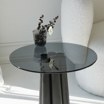 Măsuță de cafea Thales, Diverse culori, 50x50x50 cm - Gri închis - Negru