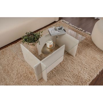 Măsuță de cafea Vetrino, Diverse culori, 105x65x40 cm - Alb cu aspect de lemn