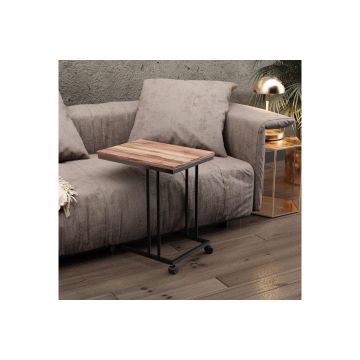 Masuta Cafea Laterala cu roti Duke, Negru, 50x50x35 cm - Negru