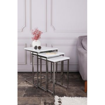 MASUTA DE CAFEA Ce Metal Zigo Table, Nuc, 46x49x41 cm - Alb