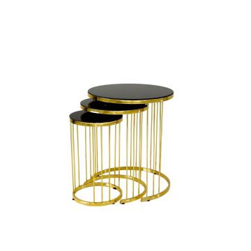 MASUTA DE CAFEA Çubuklu Nesting Table, Aur, 28x46x28 cm - arsiv7