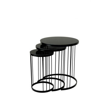 MASUTA DE CAFEA Çubuklu Nesting Table, Aur, 28x46x28 cm - Negru