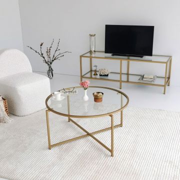 Masuta de cafea Gold Sun S404, Aur, 83x40x83 cm - Auriu