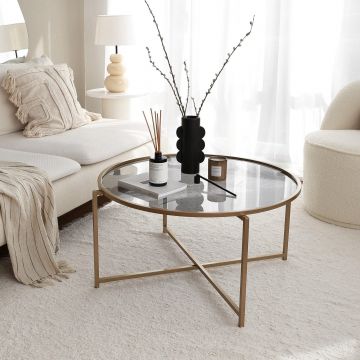 Masuta de cafea Gold Sun S404F - Gold, Fume, Aur, 83x40x83 cm - Auriu