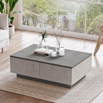 Masuta de cafea Hetzee, Argint, 90x32x60 cm - Multicolor