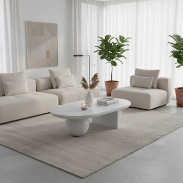Masuta de cafea Kane, Lemn masiv de acacia, 110x72x38 cm - Alb