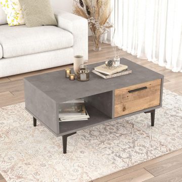 Masuta de cafea Kasap Litoral, Gri - Stejar,  90 x 41 x 51 cm - Stejar