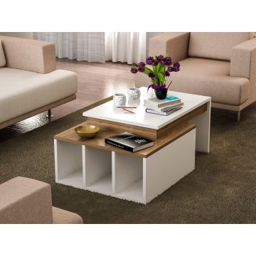 Masuta de cafea Kolarado, Alb, 90x37x60 cm - Alb