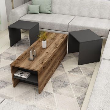 Masuta de cafea Mera Sufragerie, 3 piese, 120 x 42 x 45 cm - Nuc