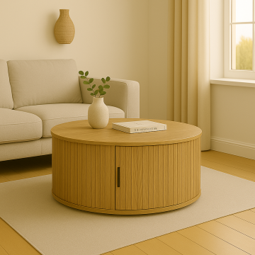 Masuta de cafea Scandi MDF culoare lemn, Natural, D80x36 cm - Natur