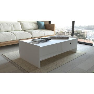 Masuta De Cafea Wesley cu Sertar si Raft, 110 X 35 X 60 Cm - Alb