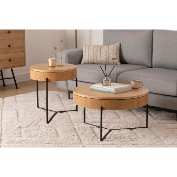 Set 2 măsuțe de cafea Islo, Diverse culori, Diverse dimensiuni - Natur / 70x40x70 cm