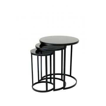Set 3 măsuțe de cafea Dunya, Diverse culori, Ø28x46 cm - Negru