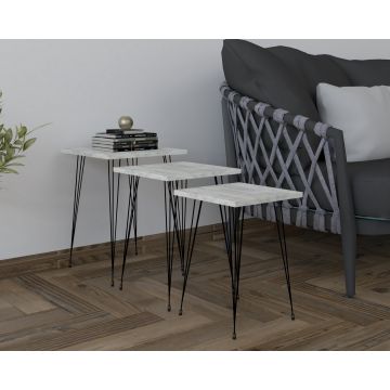 Set 3 măsuțe de cafea Mali, Diverse culori, Diverse dimensiuni - Negru - Cyrstal / 40x40x55 cm
