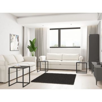 Set 3 măsuțe de cafea Tali, Diverse culori, 44x45x52 cm - Negru - Antracit