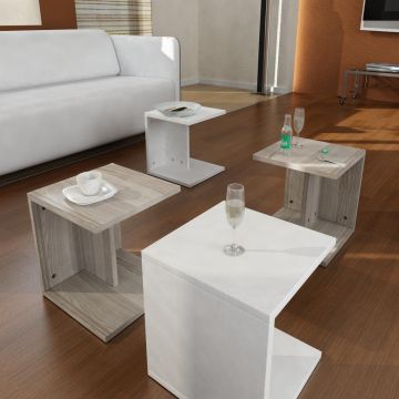 Set masuta de cafea Blo, Alb, 59x33x59 cm - Alb