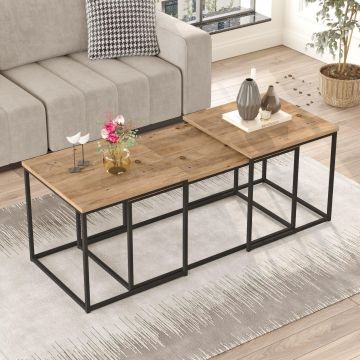 Set Masuta de cafea Kimmich , Stejar, 3 piese,  90 x 45 x 45 - 50 x 48 x 50 cm - Stejar