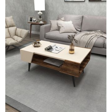 Măsuță de cafea Aren, Bej - Light walnut, 90x54x38 cm - Bej - Nuc