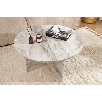 Măsuță de cafea Harmoni, Freesia marble, 80x80x45 cm - Gri