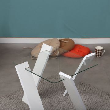 Măsuță de cafea Roman Mini - Shiny White, Alb, 57x57x41 cm - Alb