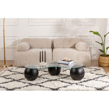 Măsuță de cafea Sphere, Negru - Transparent, 120x70x30 cm - Negru - Transparent