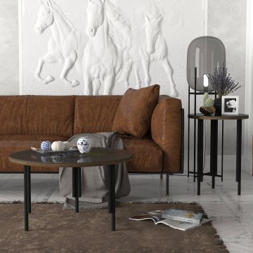Măsuță de cafea Tiffanie, Nuc - Antracit, 70x70x40 cm - Nuc - Antracit