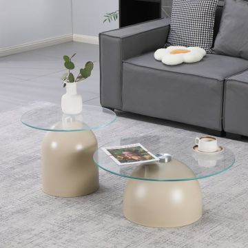 Set masute de cafea, 2 buc, Barel, Pako, Cappuccino 70x70x43 cm