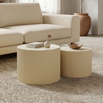 Set masute de cafea, 2 buc, Ponty, Pako, Crem 50x50x37 cm