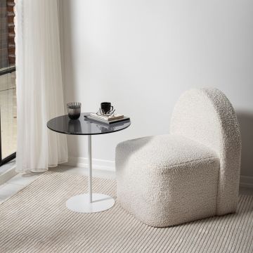 Masa de colt, Neostill, Chill-Out, 50 x 50 x 50 cm, sticla temperata/metal, alb/gri inchis ieftina
