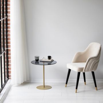 Masa de colt, Neostill, Chill-Out, 50 x 50 x 50 cm, sticla temperata/metal, auriu/gri inchis ieftina