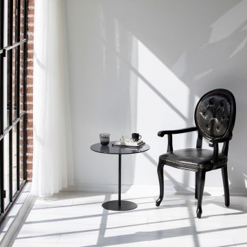 Masa de colt, Neostill, Chill-Out, 50 x 50 x 50 cm, sticla temperata/metal, negru/gri inchis ieftina