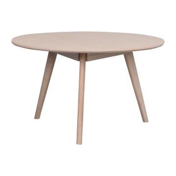Măsuță de cafea în culoare naturală rotundă cu aspect de lemn de stejar 90x90 cm Yumi - Rowico
