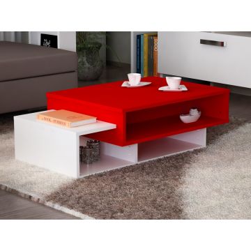 Masuta de cafea Dreptunghiulara din PAL Melaminat Rosu/Alb L105xH32cm Tab