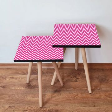 Set masute 2 piese, Leona, 2SHP242, Fucsia/Alb