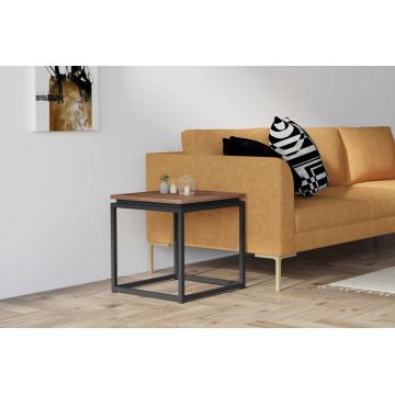 Masuta de cafea, Puqa Design, Lale, 45x45.5x45 cm, Lemn, Nuc / Negru
